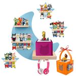 Shelf and Carrying Case for TonieBox and Tonie (Bag,Moon and 3 Stars) ,Tonies Figures Tonies Storage,Magnetic Wooden Floating Shelves Compatible with Tonie box Player Character for Children Room