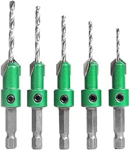 KOWOOD Pro Countersink Drill Bit Set #4, 6, 8, 10, 12, 5-Piece for Wood,High Speed Steel Woodworking Carpentry Reamer with 1 Free Hex Key Wrench