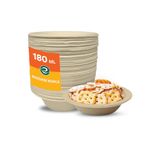 ECO SOUL [180 ml, 100 Pack Disposable Bagasse Bowls | Eco-Friendly, Biodegradable, Sugarcane Paper Bowls | for Serving Snacks & Dinner | Birthday, Wedding & Party | Round, Beige