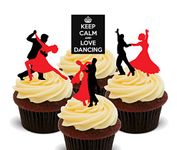 Made4You Keep Calm and Love Dancing Silhouettes, Edible Cupcake Toppers - Stand-up Wafer Cake Decorations (Pack of 12)