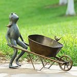 SPI Frog and Bird Wheelbarrow Metal Outdoor Garden Planter