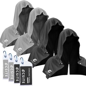 CSITE 4 Pack Cooling Hoodie Towels for Neck and Face, UPF 50 Sun Protection & Instant Cooling, Ice Towels for Hot Weather, Soft Breathable Towel for Sport, Work Out, Gym, Camping & More Activities