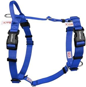 LufeLux Non Restrictive No Pull Dog Harness, Neck Buckle Desgin, Lightweight Easy Walk Freedom Harness, Keep Balance, Sewn-in Instructions Labels for Easy Use, Small Dogs Chest(17-23inches) Blue