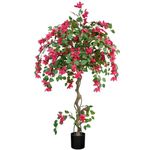 MixcMax Artificial Bougainvillea Tree 5ft Tall, Faux Flowering Plant with Vivid Lifelike Blooms and 13 Branches, Topiary Tree for Conservatory Living Room Front Door Patio Garden Home Decor