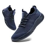 BUBUDENG Men's Trainers Fashion Sneakers Walking Casual Running Shoes Gym Sport Tennis Shoes,Blue,10 UK(Label Size: 45)