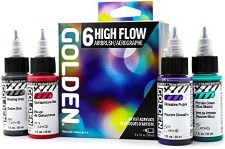 Golden Artist Colors, High Flow Acrylics, 6-Color Airbrush Set, Acrylic Ink