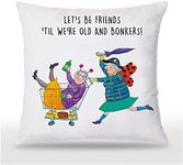 Udinaz Let's Be Friends Til We're Old and Bonkers 18 x 18 Inches Throw pillow Covers,Bedroom Living Room Girl Room Home Decor,Friendship Gifts for Women Friends,Birthday Gifts for Best Friend