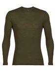 Icebreaker Merino Wool Long Sleeve Thermal Shirt for Men, 175 Everyday - Odor-Resistant Crewneck Hiking Shirt with Slim Fit - Merino Wool Base Layer, Men’s - Outdoor Clothing - Large, Loden Green