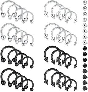 D.Bella 16G 14G Horseshoe Rings Surgical Steel Nose Septum Horseshoe Hoop Earring Eyebrow Tragus Lip Rings Daith Helix Piercing Jewelry for Women Men 6-12mm Smily Piercing Jewelry, Stainless Steel,