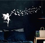 Home Decor Girl Room Fairy Butterflies Stickers for Wall Elves Butterfly Decals for Kids Bedroom DIY Wall Sticker AM164 (White)