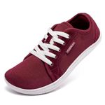 HOBIBEAR Men Women Wide Toe Box Barefoot Shoes Mesh Minimalist Zero Drop Sole Sneakers Minimus Extra Width Tennis Walking Training Outdoor Casual Comfort Wine Red