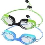 Vvinca Kids Swim Goggles with Bungee Strap No Leaking Anti Fog Toddler Goggles with Quick Adjust Ages 3-12