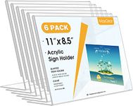 MaxGear 8.5x11 inches Acrylic Sign Holder Horizontal, Slant Back Table Top Sign Holder Clear Paper Display Stand Menu Document Holder Plastic Flyer Frame for Office, Store, Restaurants, 6 Pack