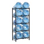 5 Gallon Water Bottle Holder Water Jug Holder 5 Tier Water Jug Rack for 10 Bottles Heavy Duty 5 Gallon Water Jug Stand Organizer Shelf for Home Kitchen Office, Space Save, Black