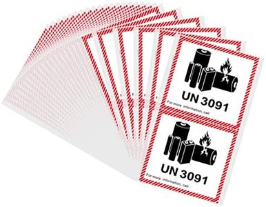 Hybsk 4.7" x 4.3" Lithium Ion Battery Transport Caution Warning Labels 50 Adhesive Stickers (UN3091)