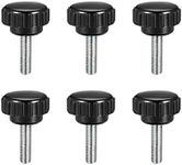 uxcell M5 x 20mm Metric Male Thread Knurled Clamping Knobs Grip Thumb Screw on Type Hand Clamping Handle Bolt with 21mm Plastic Knobs Black 6 Pcs