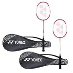 YONEX ZR 100 Light Aluminium Blend Badminton Racquet with Full Cover (Red/Red) - Set of 2