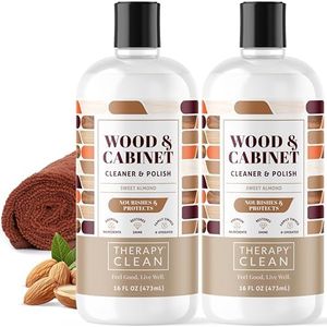 Therapy Wood Cleaner & Polish 16 oz. (2-Pack with Microfiber Cloth) - Wood Cabinet and Table Cleaner - Conditioner - Almond Scent