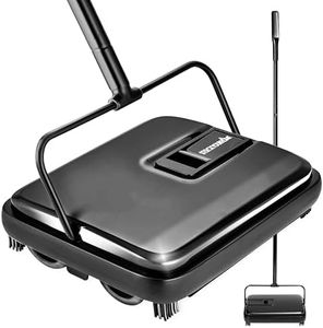 Stock Your Home Manual Carpet Sweeper, Handheld Push Vacuum for Smooth Floors, Rugs & Carpets- Compact Rolling Broom Brush for Eliminating Crumbs, Dust, Pet Hair & Other Messes