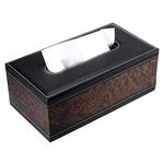 BTSKY PU Leather Facial Tissue Box Cover, Rectangular Napkin Holder Facial Tissue Paper Holder for Home Office Car Automotive Decoration Gift(Black Flower)