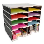 Ultimate Office TierDrop Desktop Organizer 8 Letter Tray Compartment Sorter for Forms, Mail, and Classroom, Plus a Riser Storage Base for Easy Access to Lower Slots, Desk Accessories & Supplies