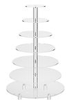 Jusalpha 7 Tier Round Acrylic Glass Cupcake Stand-Cake Stand-Dessert Stand, Cupcake Tower 7 Tier with Base (7RF-Small)