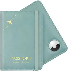 Stouchi Airtag Passport Holder – Track Your Passport, RFID Blocking Travel Wallet for Women, Slim All-in-One Organizer for Secure International Travel (Sky Blue)
