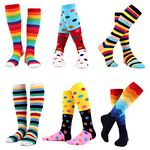 WeciBor Women's Funny Colorful Combed Cotton Novelty Pattern Knee-High Socks 6 Pairs, Size 6-9