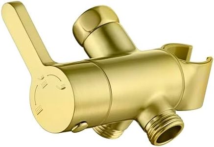 High Pressure All Metal 3 Way Shower Diverter Valve with Hand Shower Holder, G1/2 Shower Head Splitter, Shower Arm Diverter, Bathroom Universal Shower System Replacement Part (Gold)