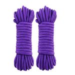 Wschic 2Pcs Soft Cotton Rope,32 Feet Multi-Function Natural Durable Braided (Purple)