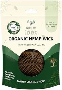 100% Organic Hemp Wick with Natural Beeswax Coating, Twisted Bee (100ft x Standard (~1 mm))