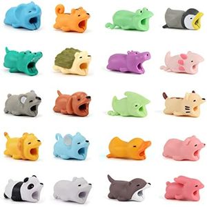20 Pack Cute Cartoon Animal Cable Protector Previene la Rotura del Cable Protector de Cable para iPhone/iPad Cable Chewers Mini Cables