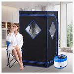 ZONEMEL Full Size Portable Steam Sauna Kit, Personal Full Body Sauna Spa for Home Relaxation, 4 Liters 1600 Watt Steamer, Remote Control, Timer, Foldable Chair (L31.5 x W31.5 x H55.1)