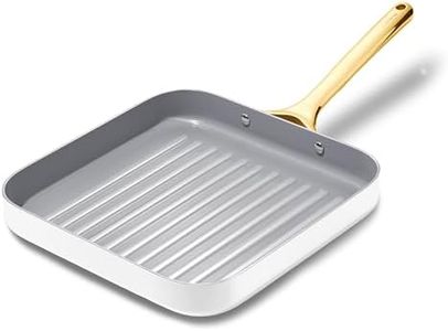 Caraway Square Grill Pan - 11” Grill Pan - Non-Stick Ceramic Coated - Non Toxic, PTFE & PFOA Free - Oven Safe & Compatible with All Stovetops - White