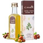 CAMIA Organic Cold Pressed Unrefined Jojoba Oil |Skin Care, Hair Care & Makeup Remover|Moisturizing Oil that Mimics Human Sebum|Improves Hair Strength & Skin Quality|USDA Certified,100 ML Glass Bottle