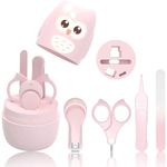 Baby Nail Clippers Care Set, 4 in 1 Baby Nail Kit,Baby Manicure and Pedicure kit Baby Nail Clippers Scissor Baby Nail File & Tweezer for Baby Boy and Girl (Pink)