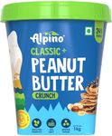 Alpino Classic Peanut Butter Crunch 1 KG | 90% Roasted Peanuts | High Protein Peanut Butter Crunchy | Gluten-Free | Vegan