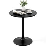 TANGZON Round Bar Table, 60CM Steel Frame Bistro Pub Table with Fixed Top, Metal Base & Non-Slip Mat, Dining Table for Home Kitchen Pub Bistro, Easy Assembly (60 x 60 x 70cm, 1)