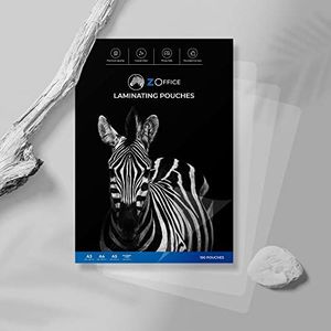 ZOffice A4 Laminating Pouches 125 Micron Gloss - 100 Pack, 216x303mm - Easy to Laminate - Clear and Durable Presentations - Compatible with All Laminator Machine