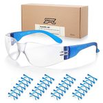 28 Pack Safety Glasses BLUE Frame (Bulk Pack of 24+4) Unisex Clear Anti-Scratch Protective Goggles Impact Resistant Lens Eyewear with ANSI Z87.1 Certified for Construction, Shooting and Laboratory