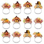 ASTARON 12 Pieces Thanksgiving Headbands for Thanksgiving Decorations, Thanksgiving Turkey Headbands for Thanksgiving Dinner Decor Thanksgiving Party Supplies