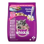 Whiskas Dry Cat Food for Mother and Babycat, Mackerel Flavour, 3 kg,Pack of 1