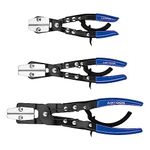 AIRTOON 3-Pack Hose Pinching Pliers Set, Automatic Locking Ratcheting Hose Pinch Off Pliers for Flexible Hoses, Automotive, Gas Lines, Radiator, Brake, Coolant, and Fuel Systems (Blue, 3 Sizes)