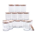 SHOWIN Thick Candle Jars for Making Candles 16 Pcs, 7 OZ Empty Jars with Wood Lids for Candle Making, Sample Container - Dishwasher Safe, Clear