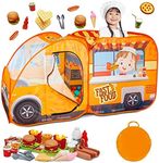 Kiddzery Food Truck Play Tent - 54 Pc. Food Set Pop Up Playhouse - Pretend Play Toys for Toddlers - Ball Pit Playset - Indoor & Outdoor Toy Tents for Kids - Trucks for Boys & Girls