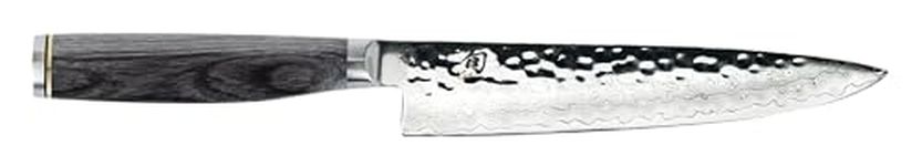 Shun Cutlery Premier Grey Utility Knife 6.5", Narrow, Straight-Bladed Kitchen Knife Perfect for Precise Cuts, Ideal for Preparing Sandwiches or Trimming Small Vegetables, Handcrafted Japanese Knife