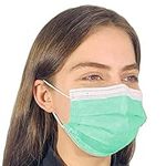 50 Pack Disposable 3-Ply Single Use Face Mask with Ear-loop for General Use Lightweight Made in USA (Green)