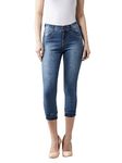 Dolce Crudo Women's Blue Skinny Fit High Rise Ankle Length Acid Wash Blast Effect Denim Stretchable Jeans(DOAW17DEN02-03-115-32, Blue,32)