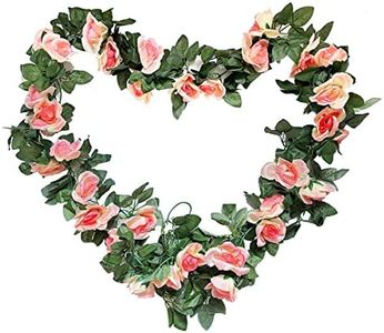 Senda Rose Garland, 2 Pack 15FT Fake Rose Vine Flower Plants Artificial Flower Hanging Garlands for wedding Party Home Garden Outdoor Backdrop Craft Arch Decoration (Champagne)