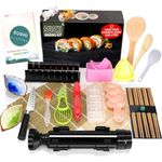 Sushi Making Kit Pro Sushi Maker Tools,Bazooker Roller with Guide Includes Bamboo Mat,Cutting Mold,Sushi Knife,Onigiri Mold,Chopsticks,Sauce Dishes,Rice Spreader&More All You Need DIY Sushi Gift